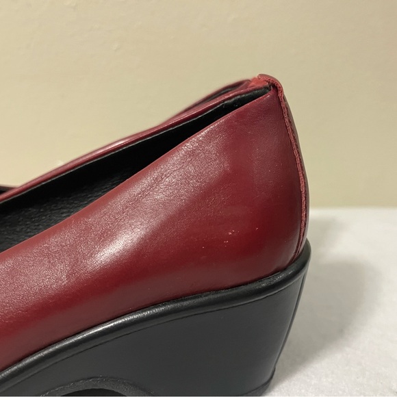 Dansko  Red Leather Mary Jane Wedge Shoes Women’s Size 37/6.5 US Wedge Heel - Picture 4 of 12